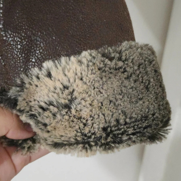 CLEO Brown Faux Leather Suede Jacket, Buttery Soft Faux Fur Lining & Cuffs, XS - Picture 7 of 16